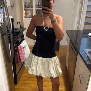 Lovers + Friends Strapless Black and Cream Dress